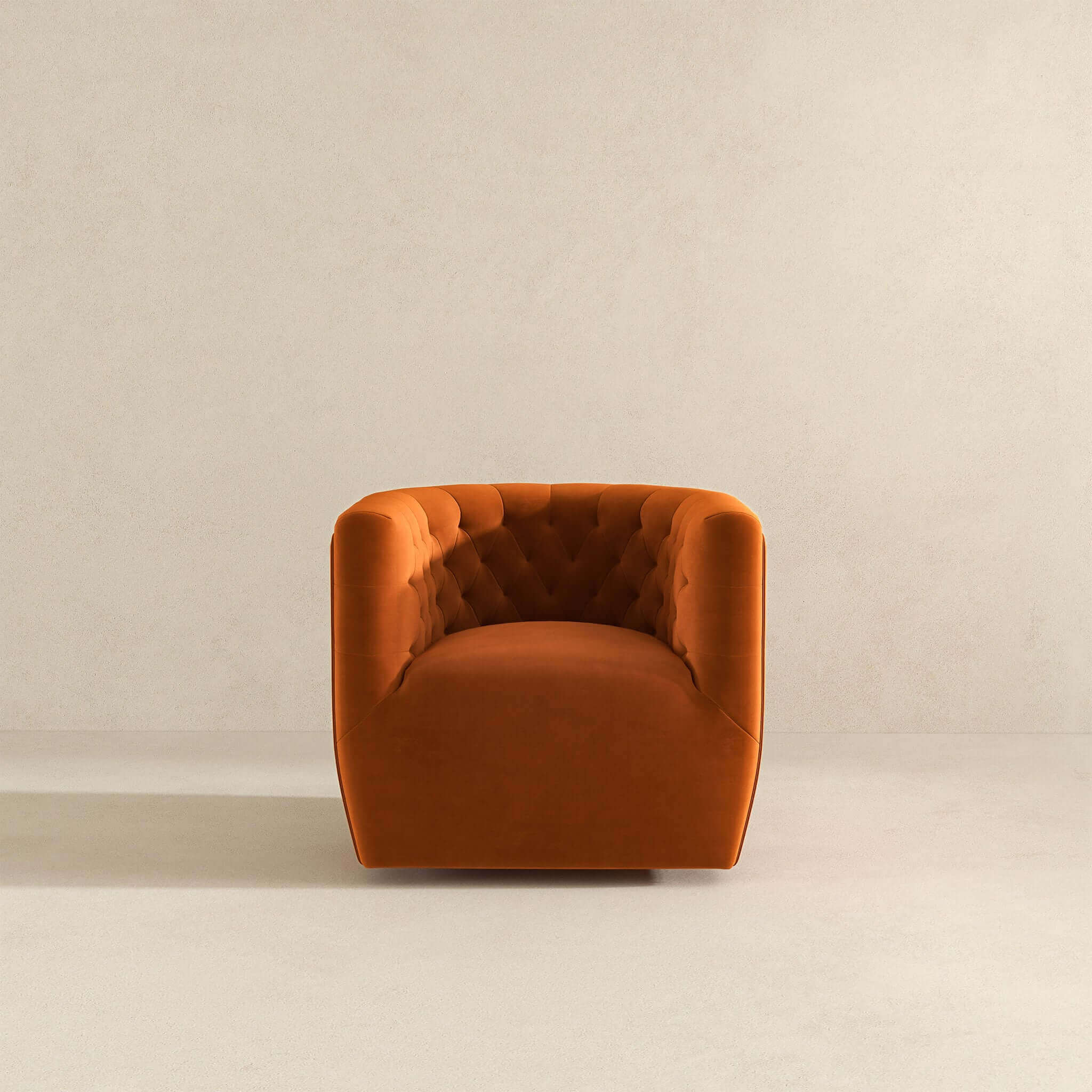 Delaney Mid-Century Modern Burnt Orange Velvet Swivel Accent Chair