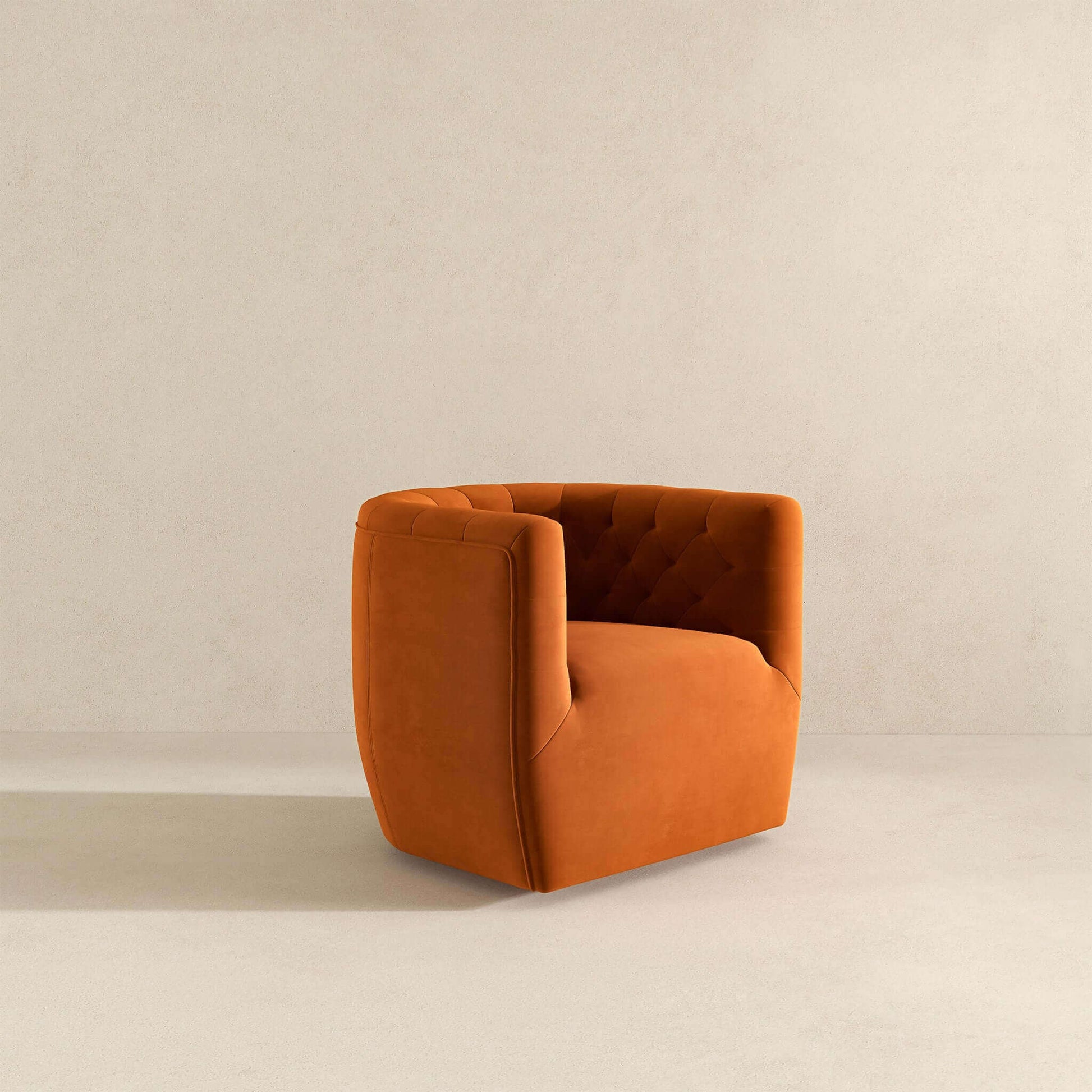 Delaney Mid-Century Modern Burnt Orange Velvet Swivel Accent Chair