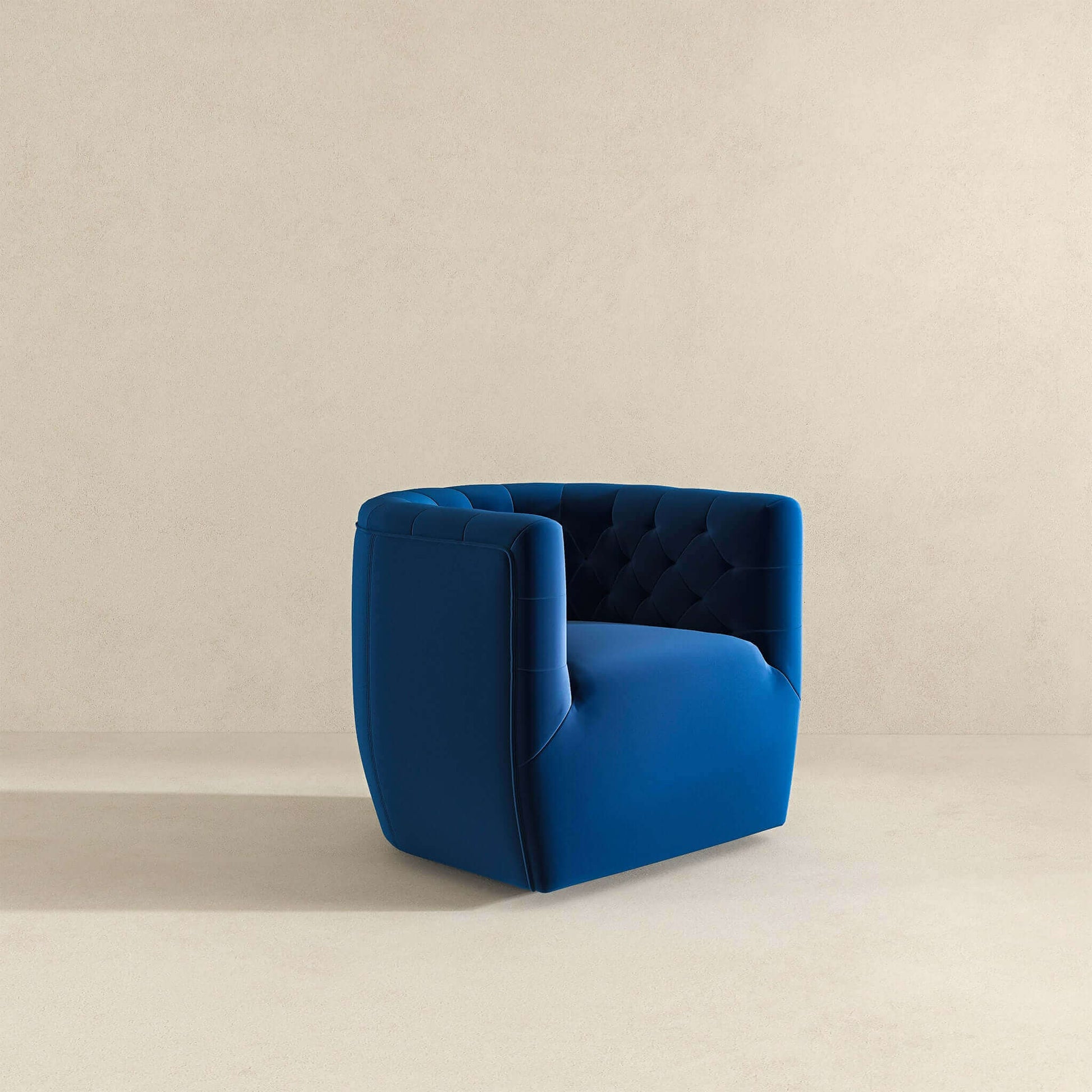 Delaney Mid-Century Modern Dark Blue Velvet Swivel Accent Chair