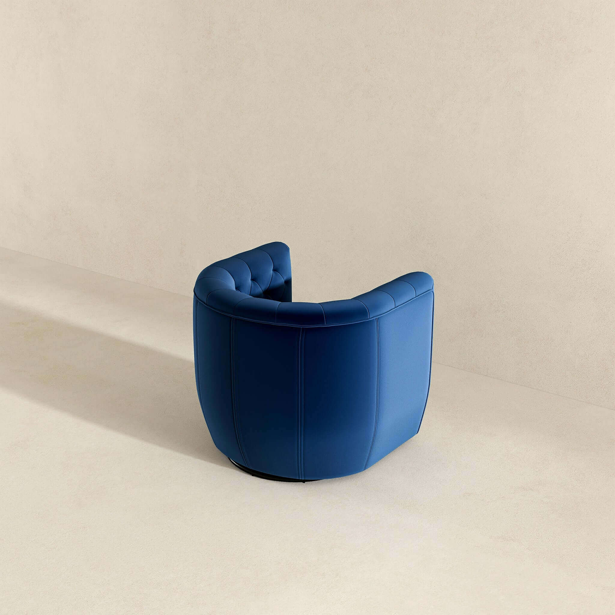 Delaney Mid-Century Modern Dark Blue Velvet Swivel Accent Chair
