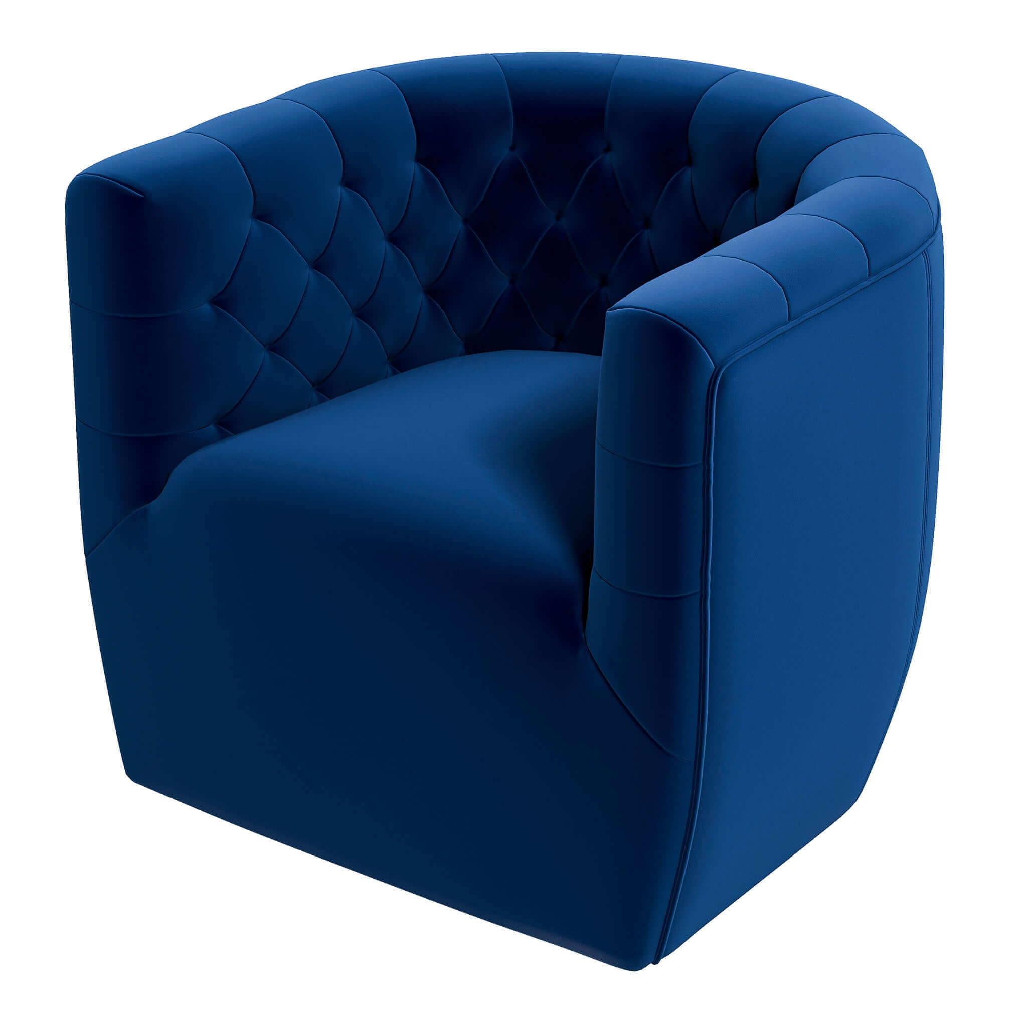 Delaney Mid-Century Modern Dark Blue Velvet Swivel Accent Chair