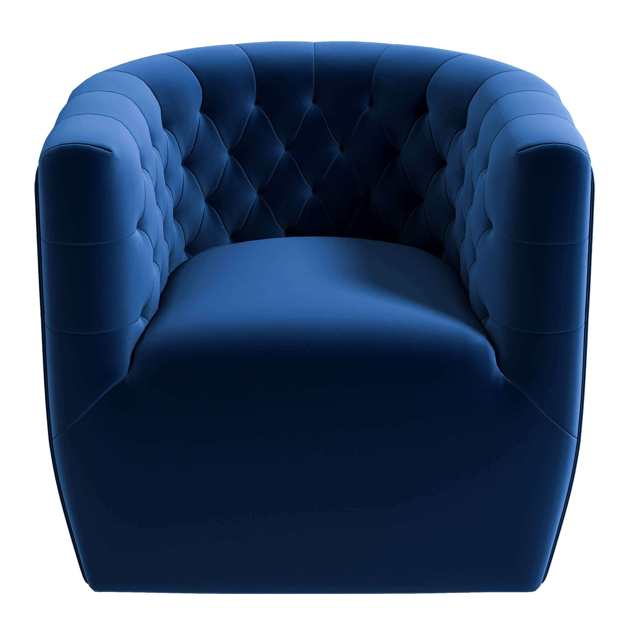 Delaney Mid-Century Modern Dark Blue Velvet Swivel Accent Chair