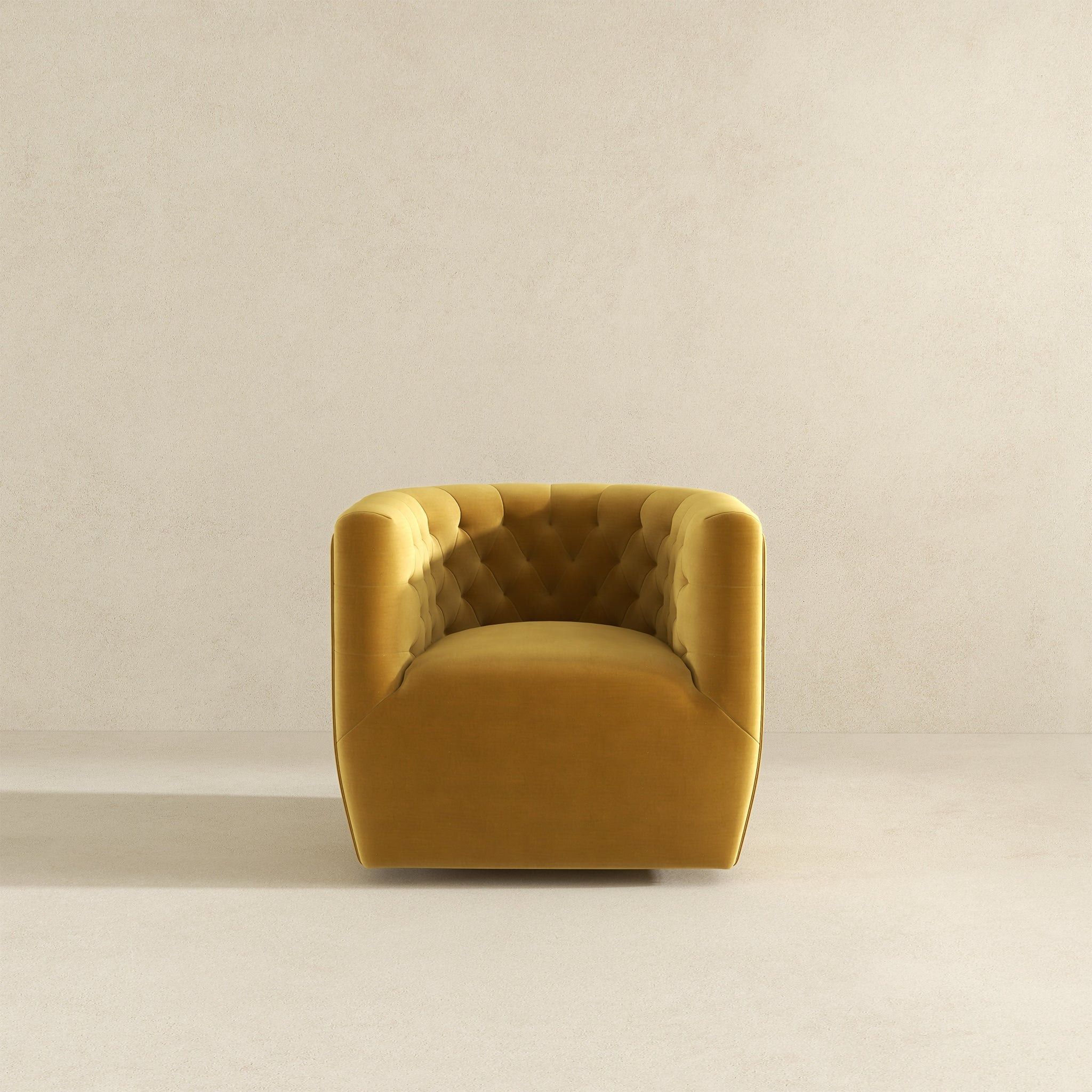 Delaney Mid-Century Modern Gold Velvet Swivel Accent Chair