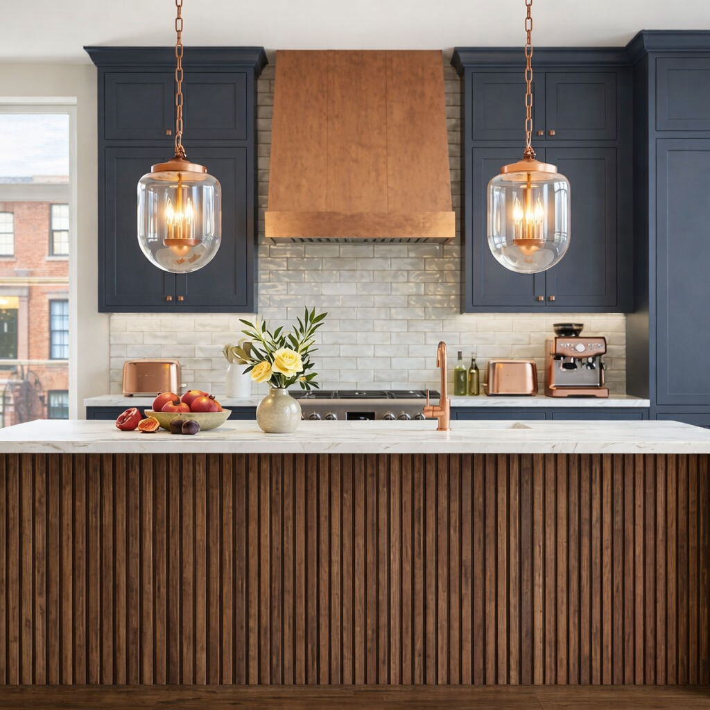 Delphi Pendant Lamp - Coarse Gold and Clear Glass