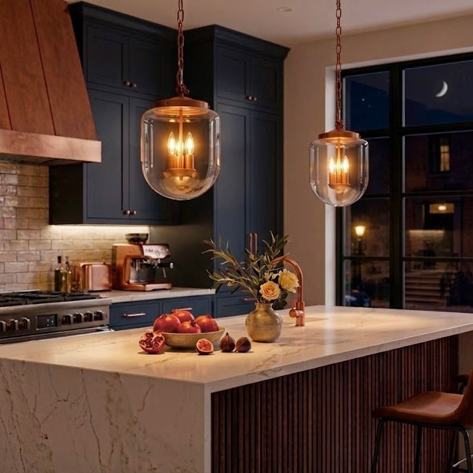 Delphi Pendant Lamp - Coarse Gold and Clear Glass