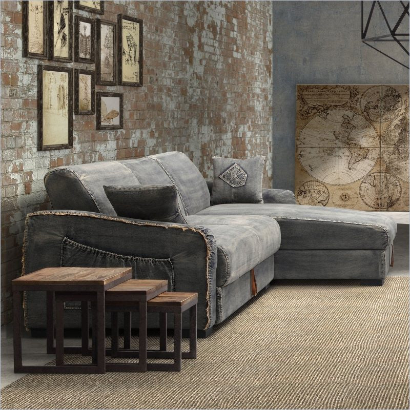 Colins Denim Sleeper Sectional Sofa