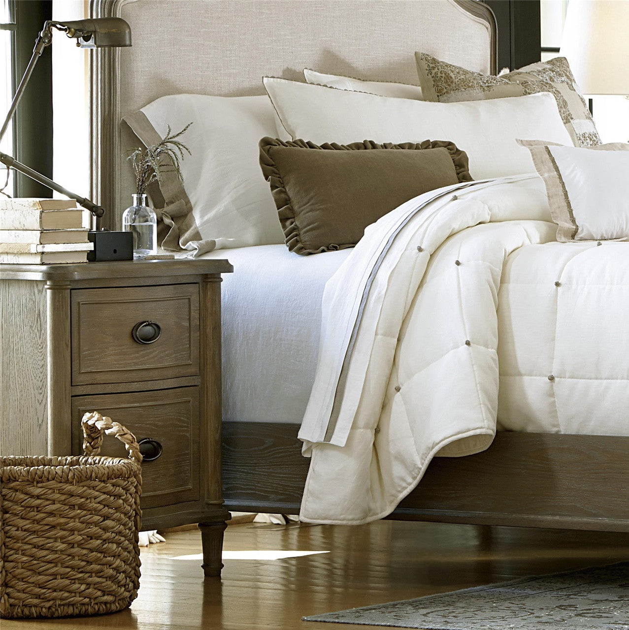 Devon French oak nightstand with drawers