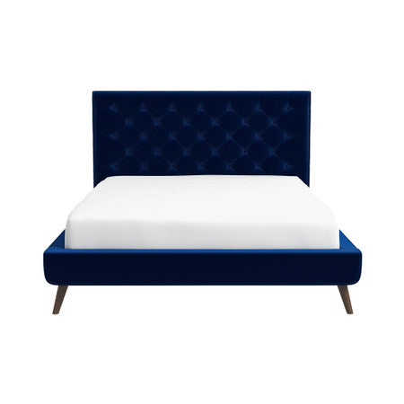 Dillon Blue Velvet Platform Bed (Queen Size) - 58.5"