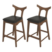 Dorane Solid Wood Frame Black Pu Leather Upholstered Bar Stool - Set of 2