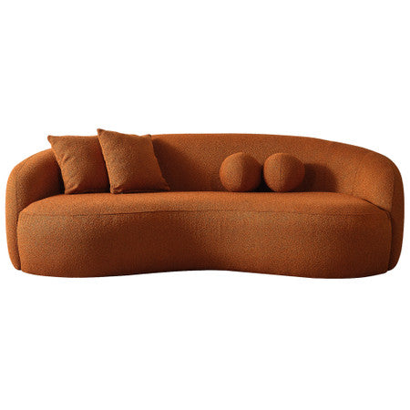 Drake Burnt Orange Japandi Style Curvy Boucle Sofa - 89"