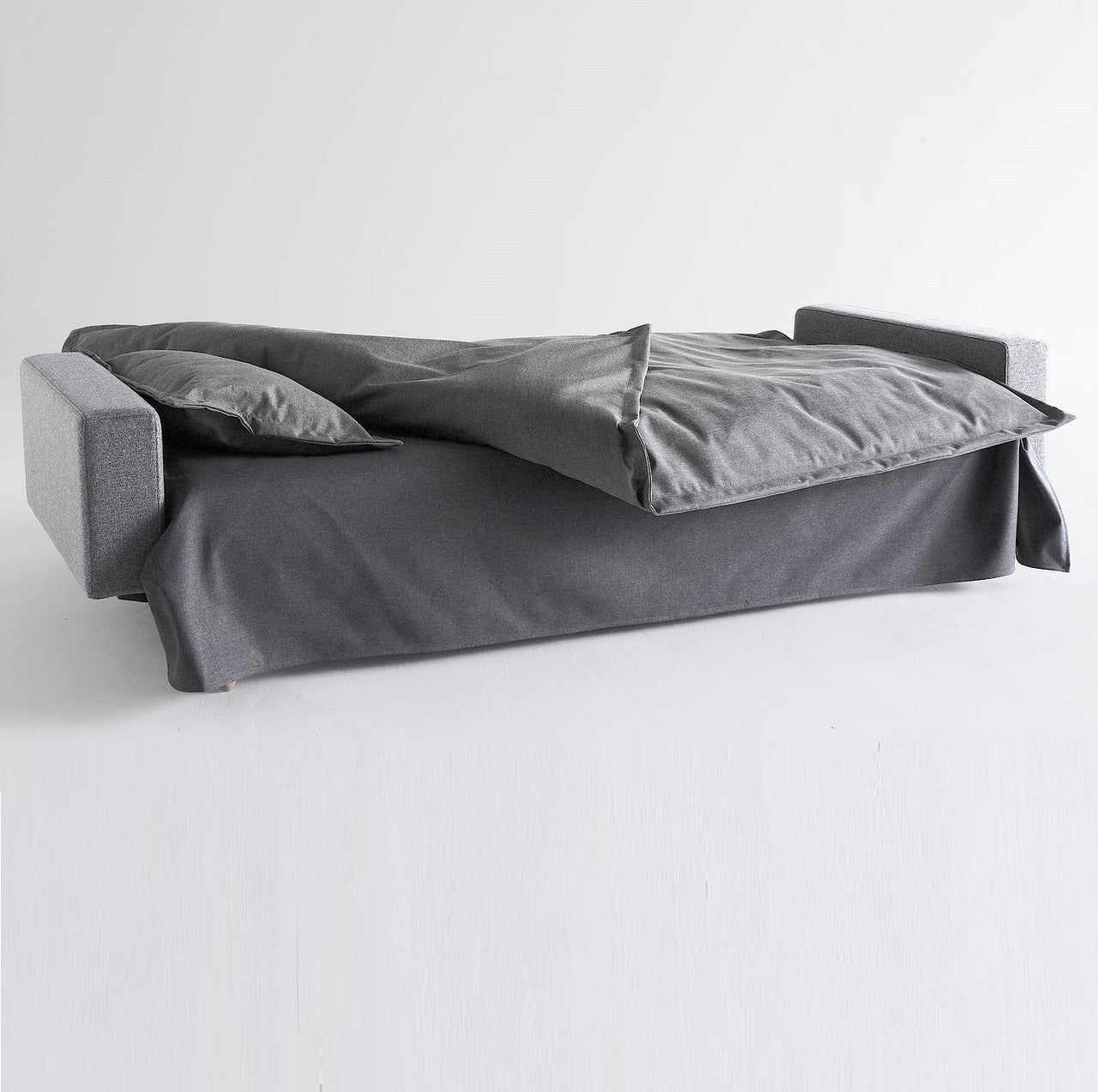 Fully Reclined.Innovation Modern Upholstered Dublexo Sleeper Sofa Bed With Arms in Grey Fabric