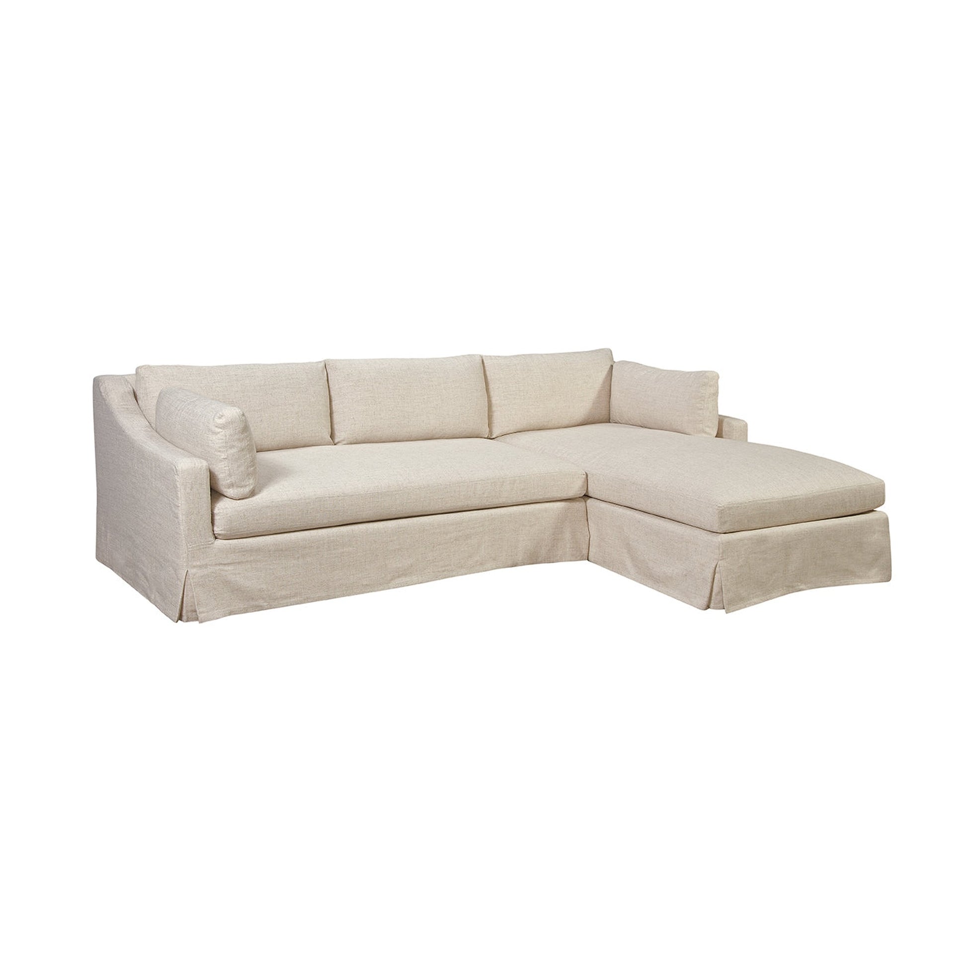 Dunne Slipcovered Sectional RAF Chaise/LAF Loveseat in Focus Rice Ash