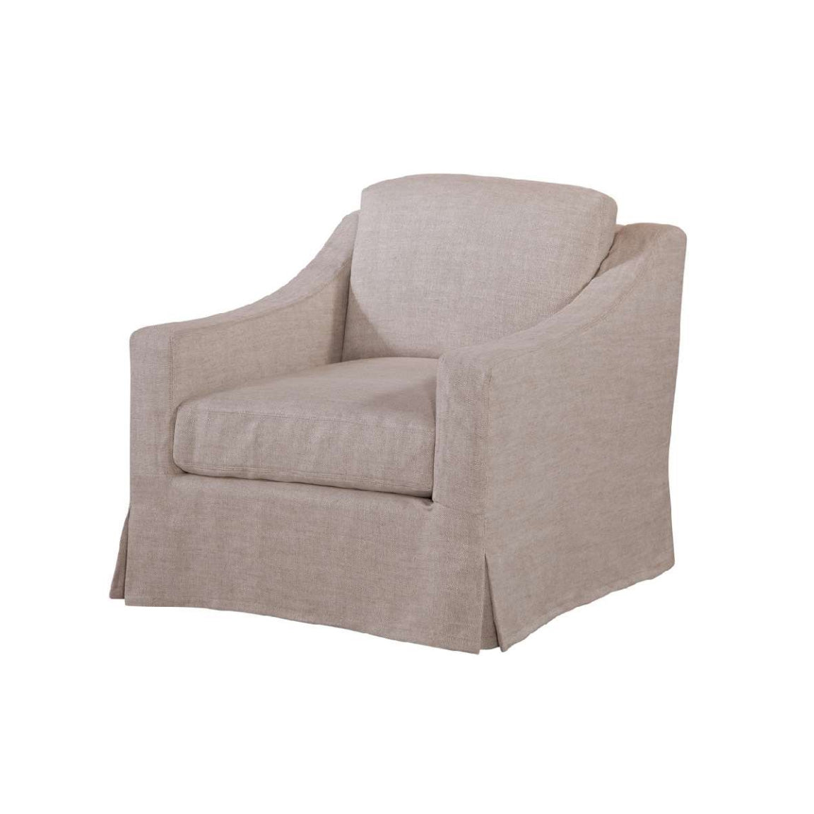 Dunne Slipcovered Swivel Chair in Focus Rice Ash (Performance Fabric)