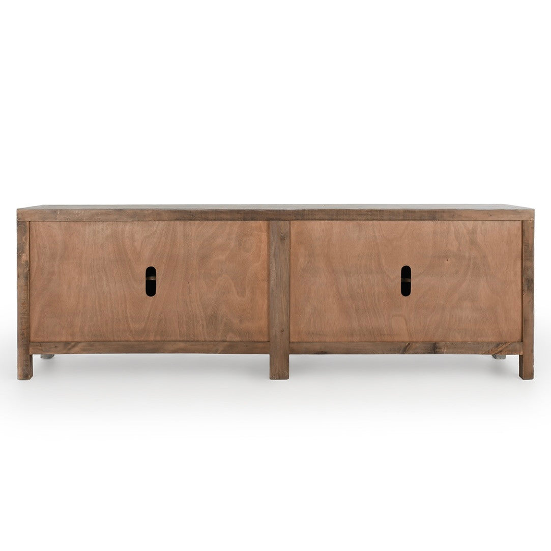 Spanish Farmhouse Reclaimed Wood 4 Door Sideboard 103" in Antique Blue