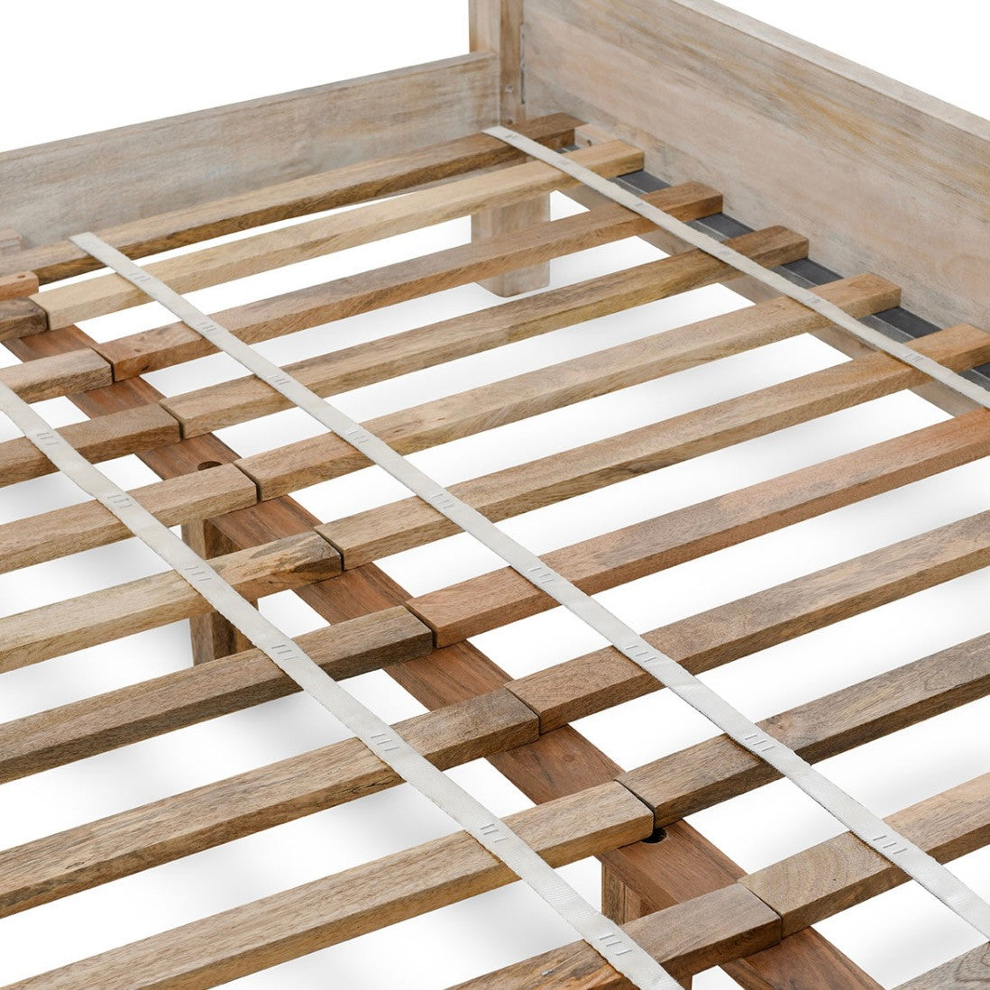 Adelaide King Mango Wood Platform Bed in White Wash