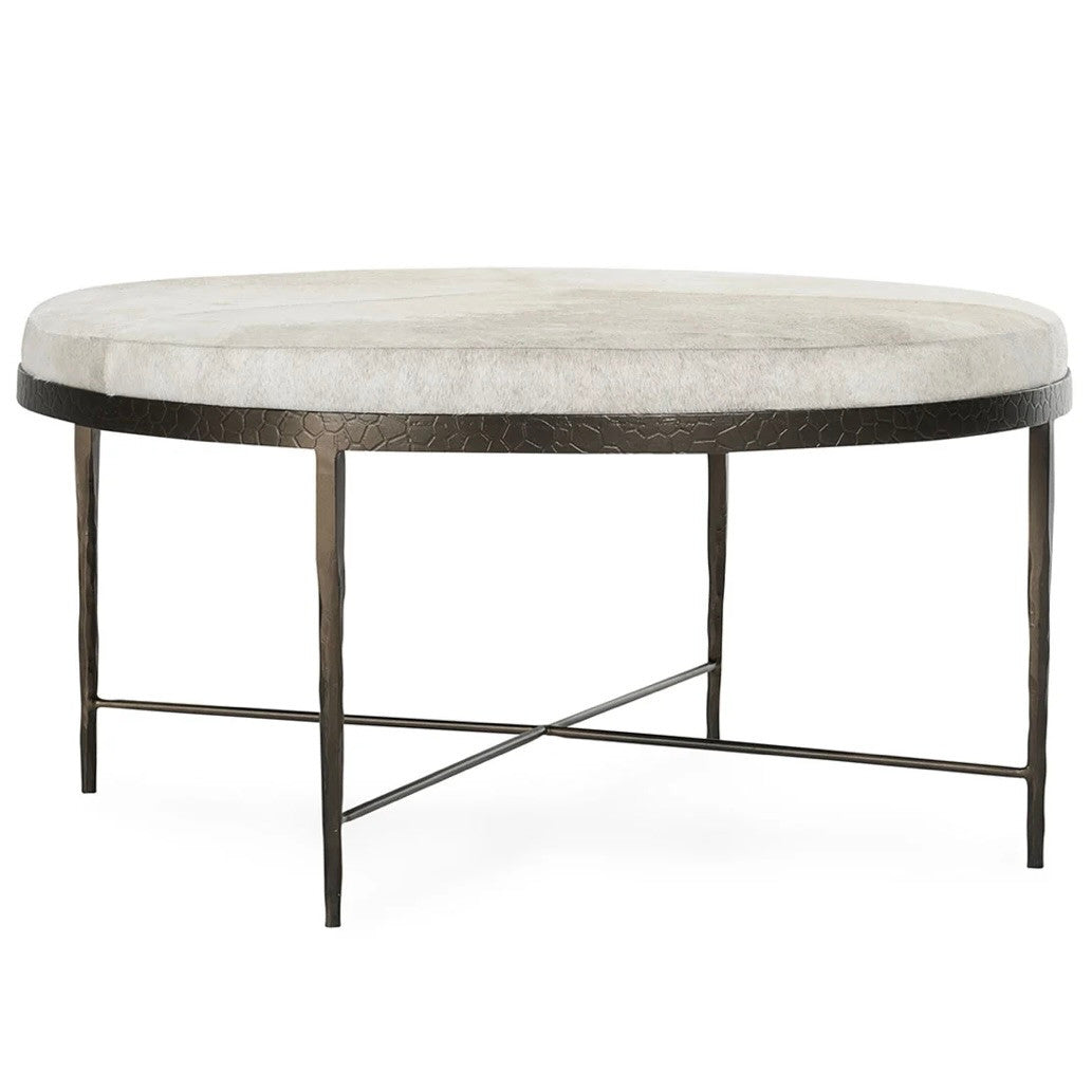 Bose Cream Hide Upholstered Round Coffee Table 36"