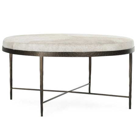 Bose Cream Hide Upholstered Round Coffee Table 36"