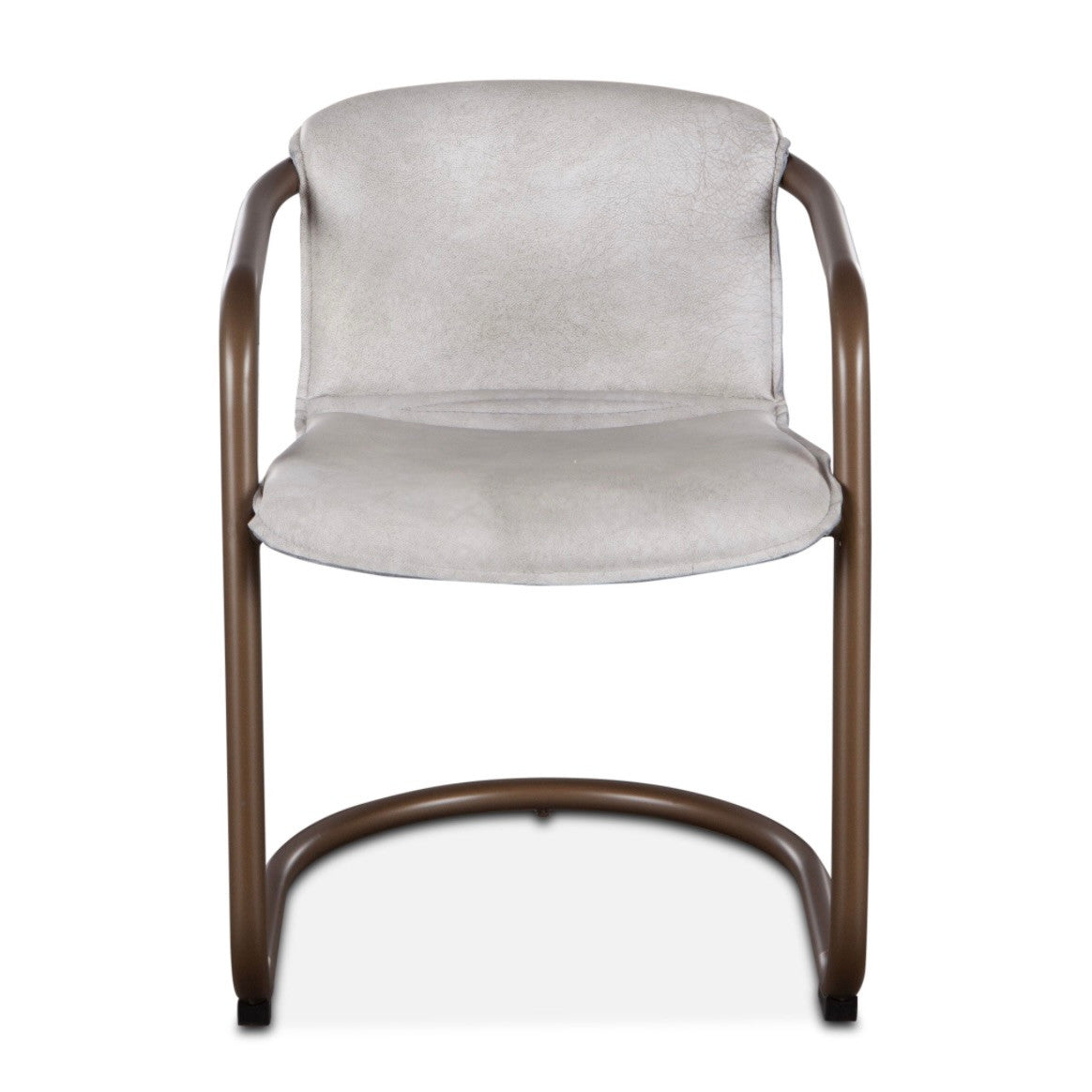 Industrial Loft Metal and Leather Dining Chair in Vintage White