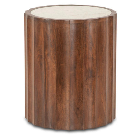 Willow White Marble Round Side Table 18"