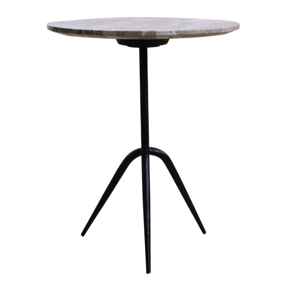 Sperre 18" Round Accent Table with Fancy Brown Marble