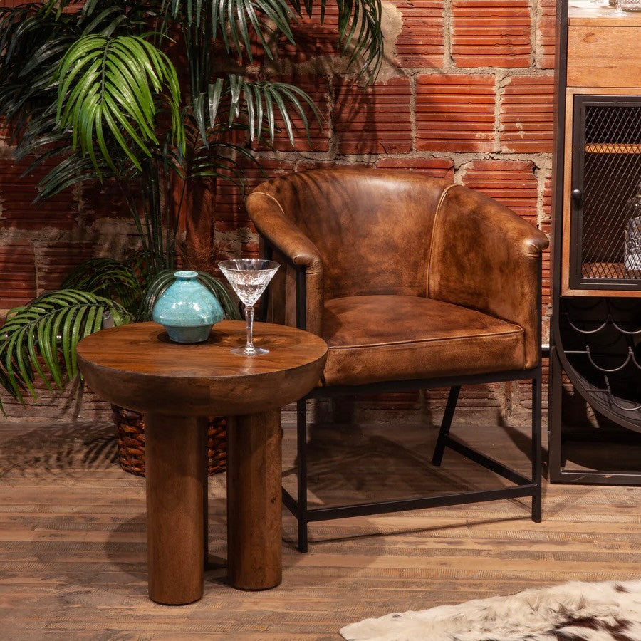 Lucerne Round Side Table Acorn Brown 20"