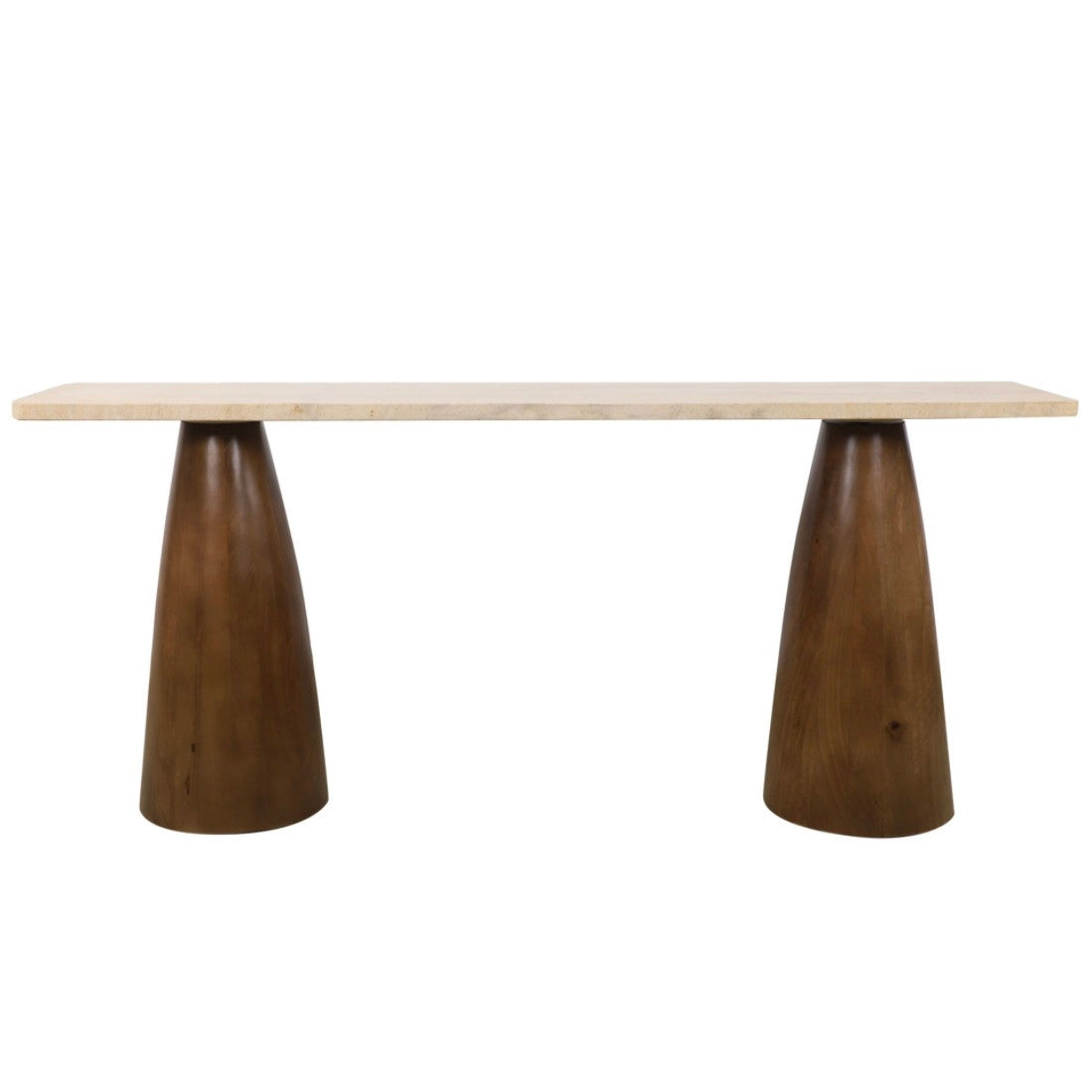 Breton 72" Console Table with Travertine in Walnut