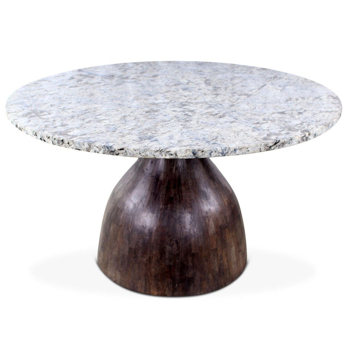 Solomon 54" Round Dining Table with Alaska White Marble and Black-wash Base
