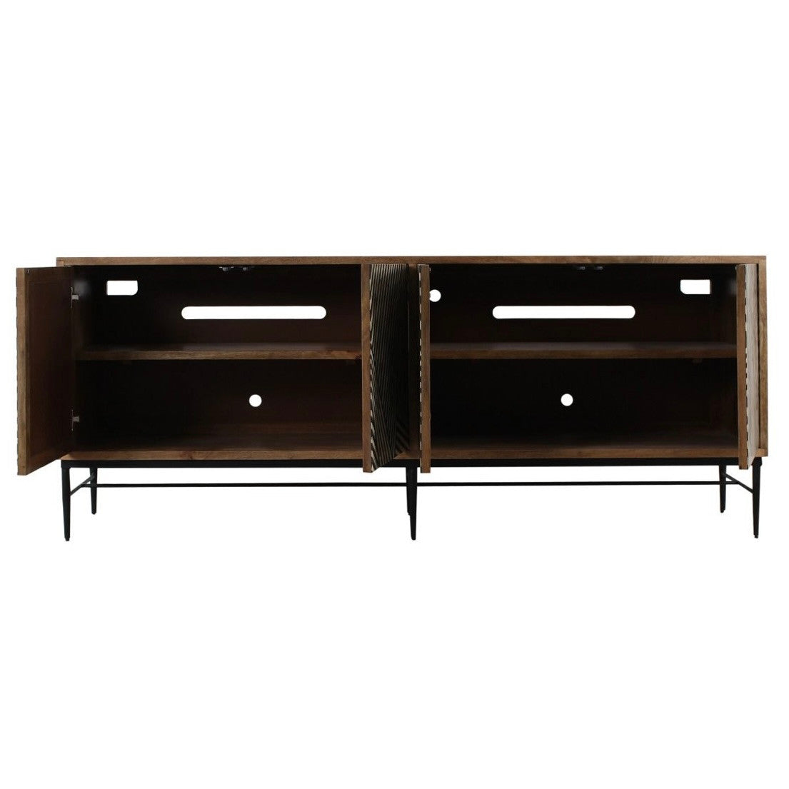 Soloman 80" Sideboard with Bone and Wood Inlay on a Metal Base