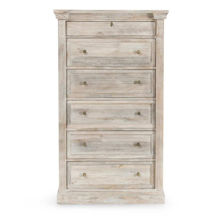 Adelaide 6-Drawer Mango Wood Chest Natural White Wash