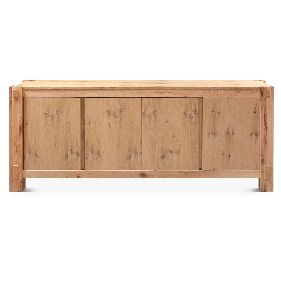 Alpine 4-Door Solid Distressed Oak Wood Buffet Sideboard 80"