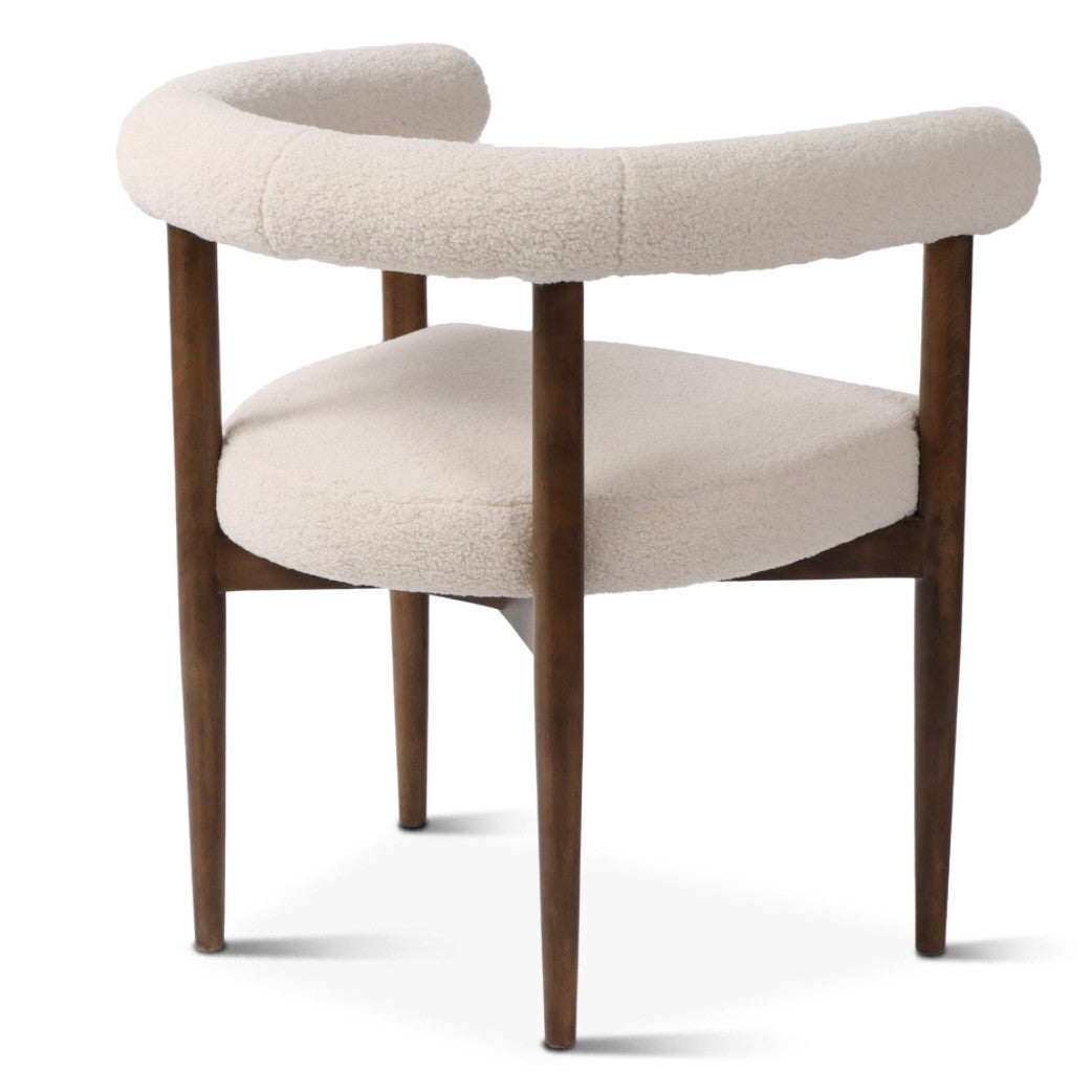 Winnie 26" White Boucle Arm Chair Walnut Legs