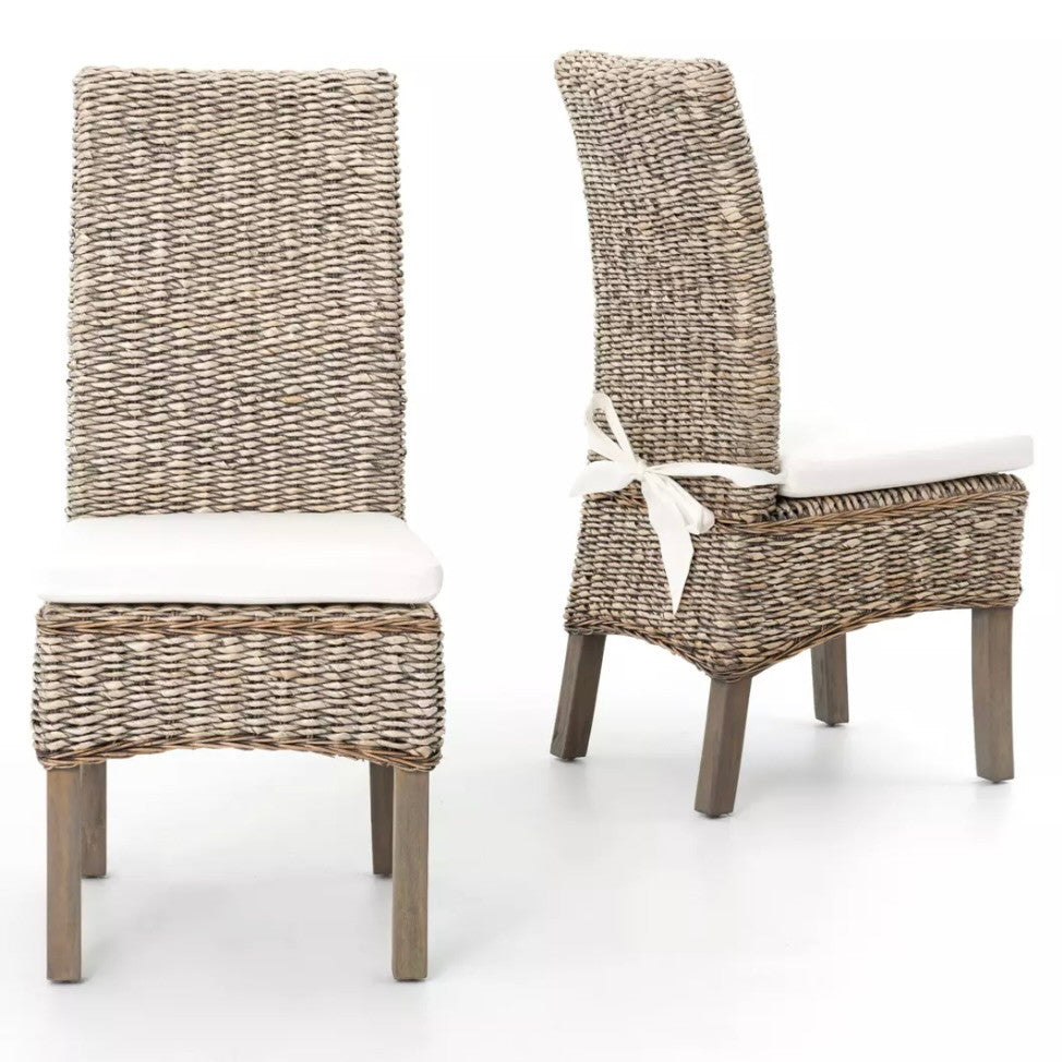Banana Leaf Woven Dining Side Chair - Grey Wash