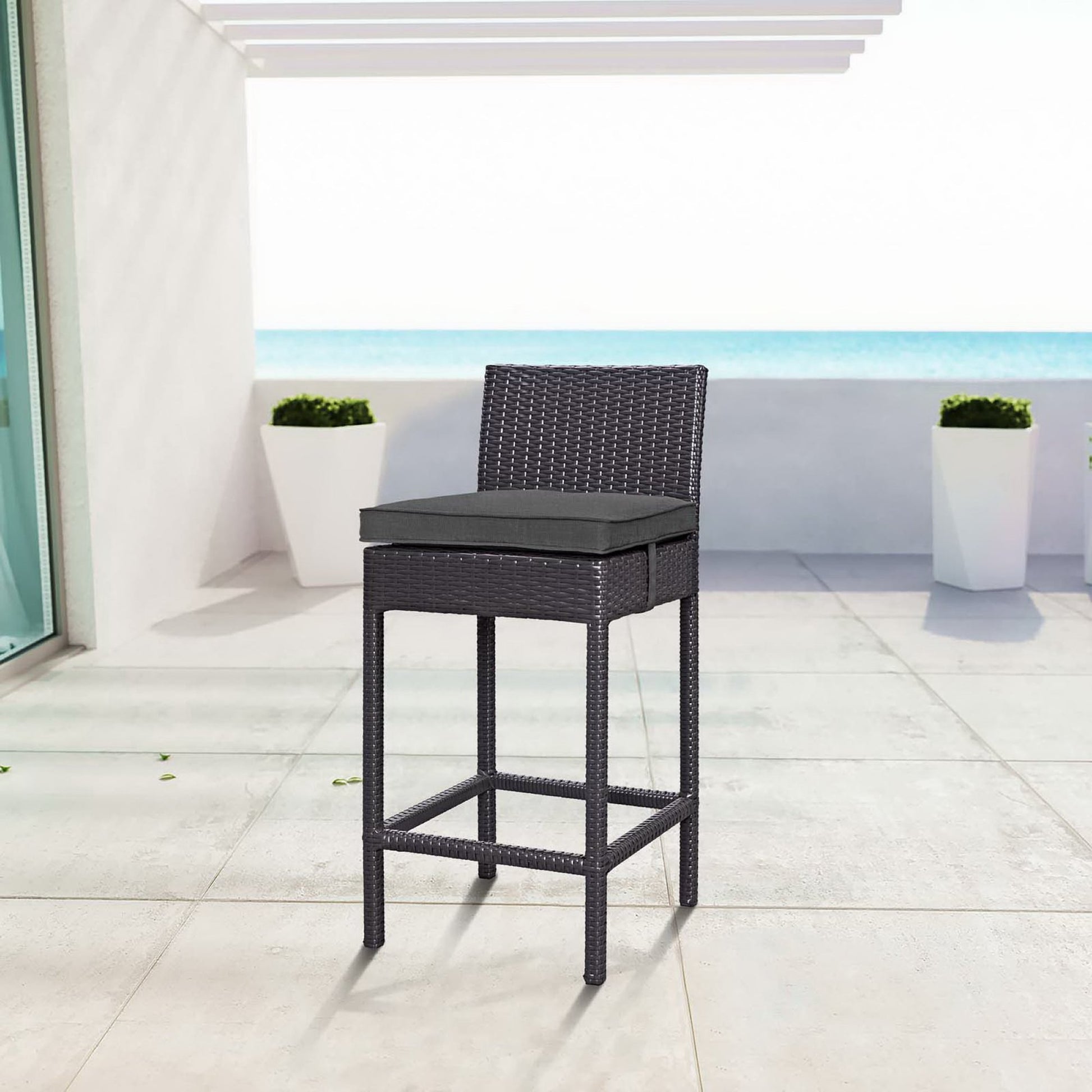 Convene Outdoor Fabric Bar Stool - Espresso Gray