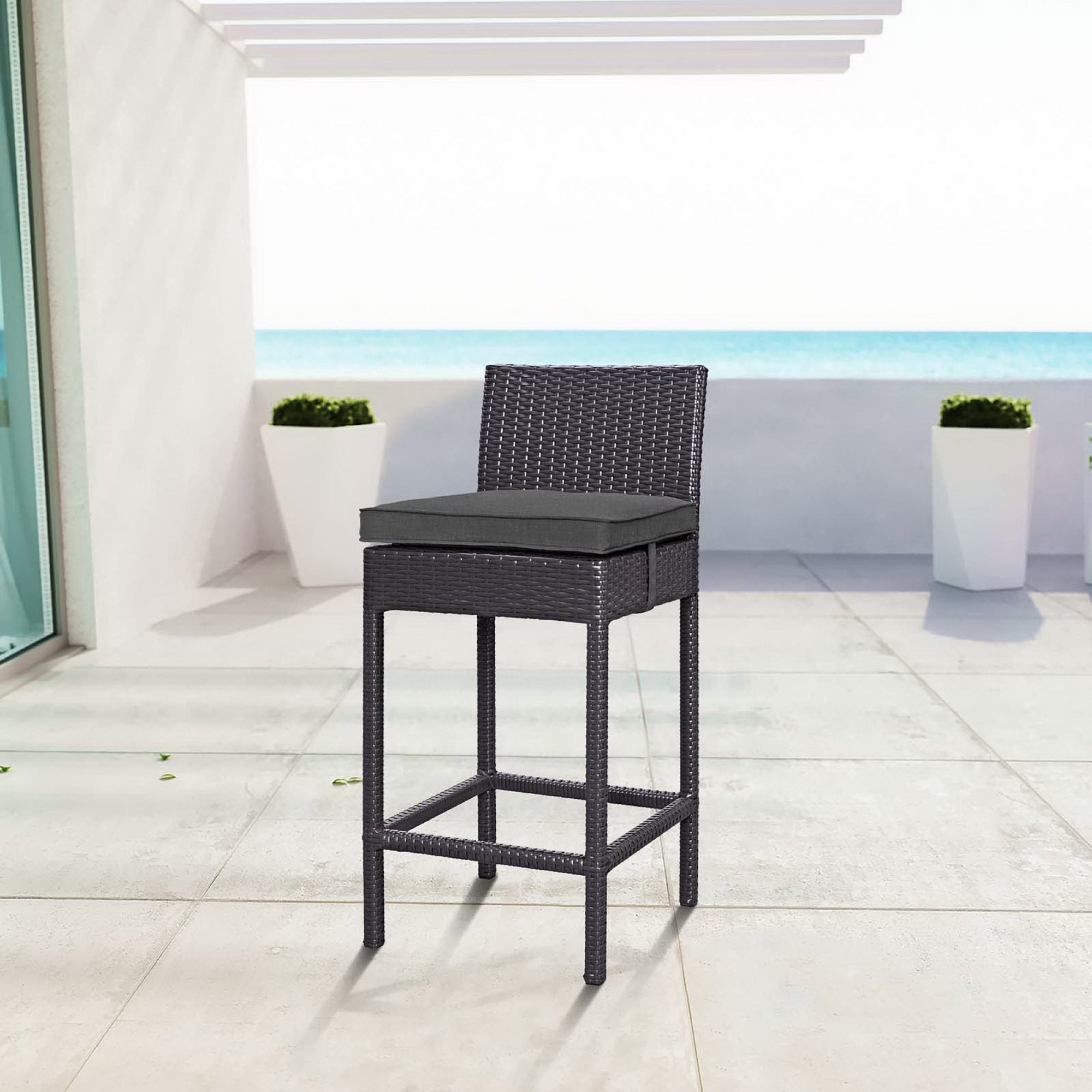Convene Outdoor Fabric Bar Stool - Espresso Gray