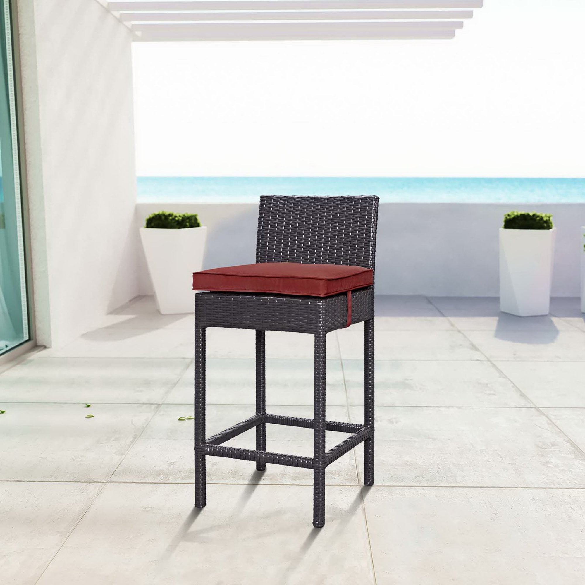 Convene Outdoor Fabric Bar Stool - Espresso Orange