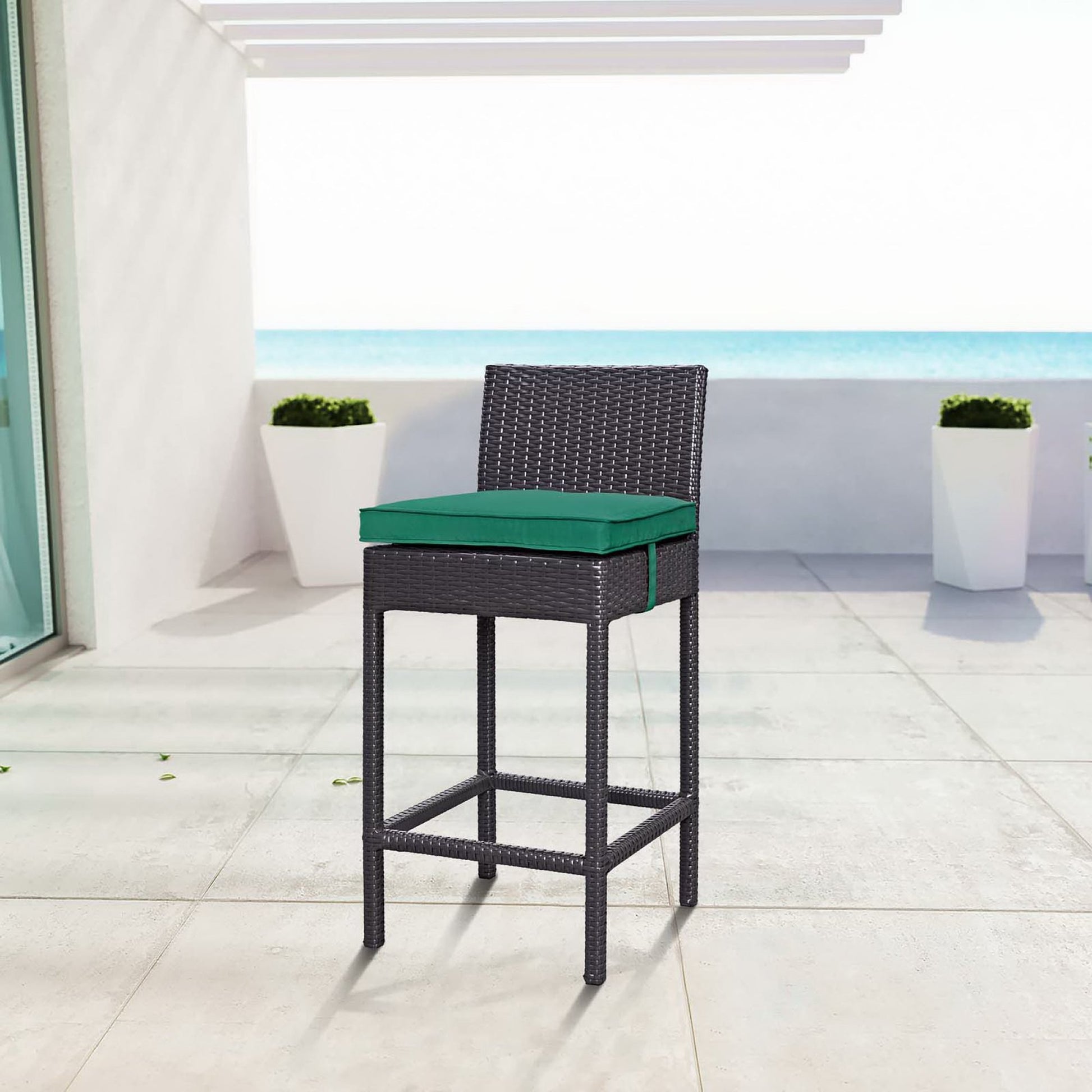 Convene Outdoor Fabric Bar Stool - Espresso Turquoise