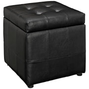 Volt Storage Upholstered Vinyl Ottoman - Black