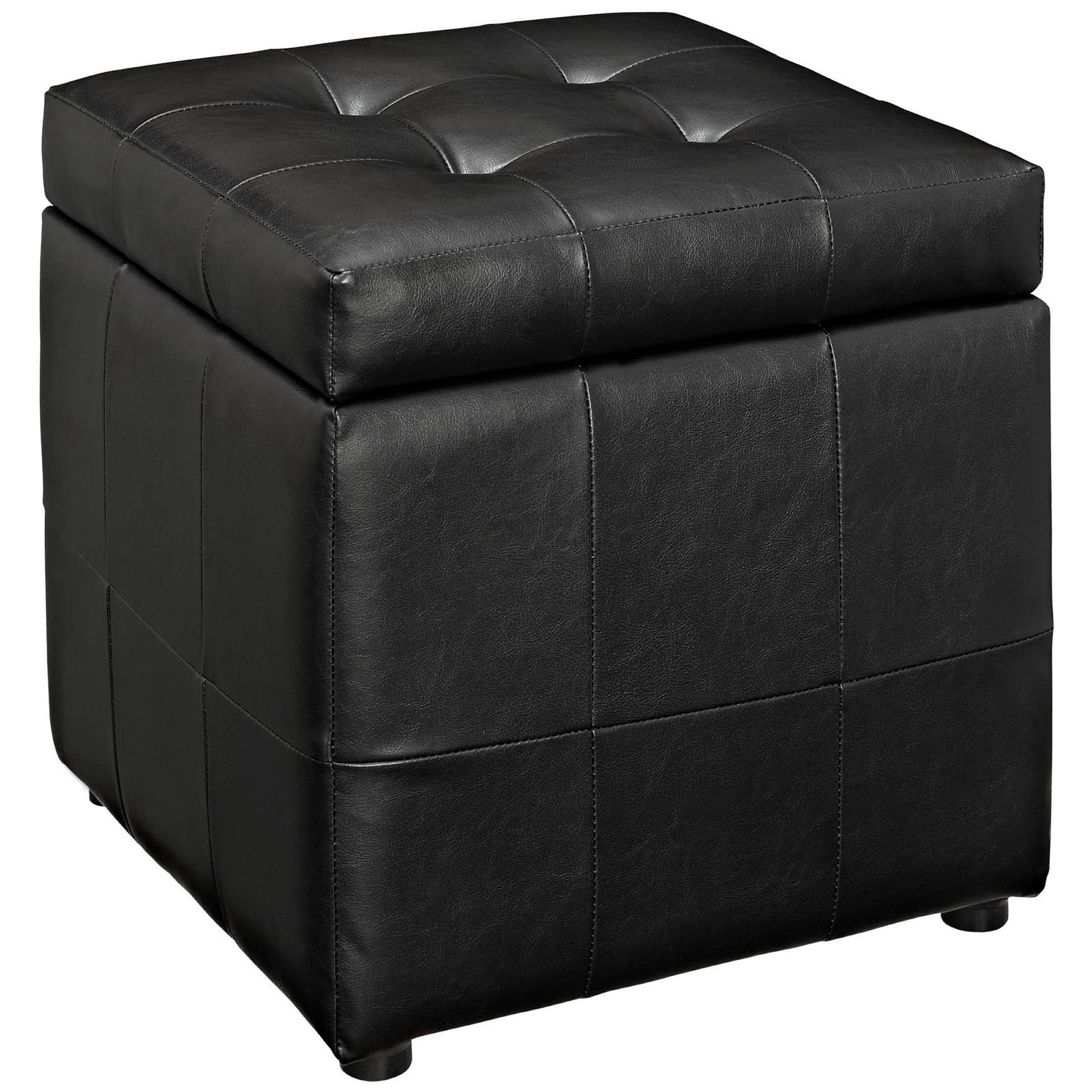 Volt Storage Upholstered Vinyl Ottoman - Black