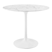 Lippa 36" Round Faux Marble Dining Table - White