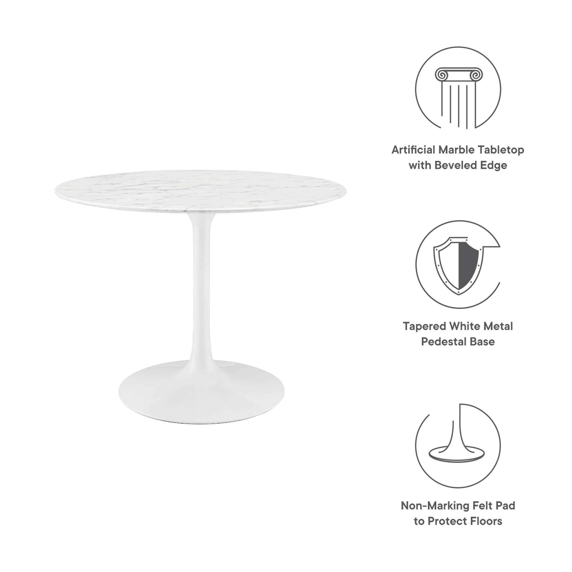 Lippa 40" Round Faux Marble Dining Table