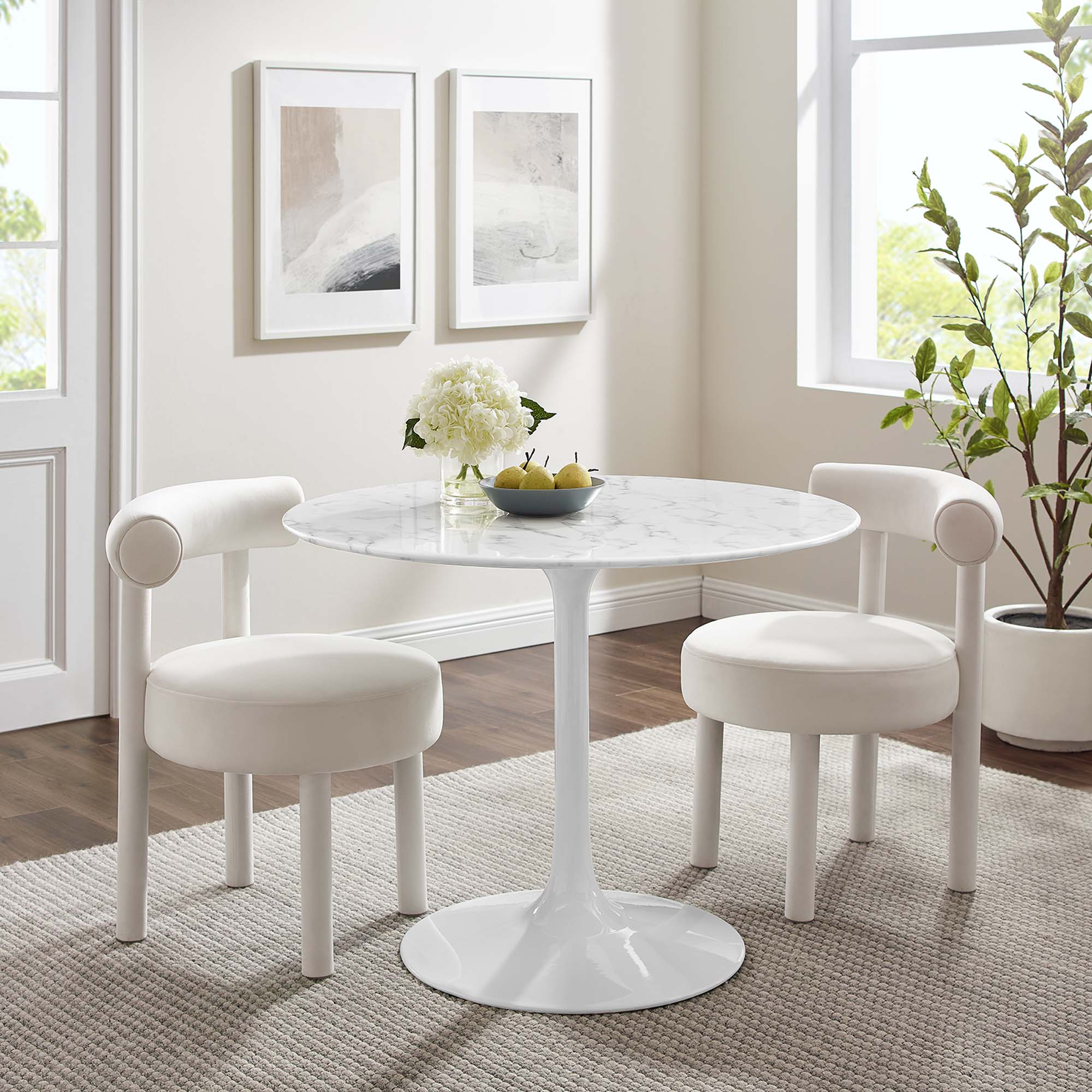 Lippa 40" Round Faux Marble Dining Table