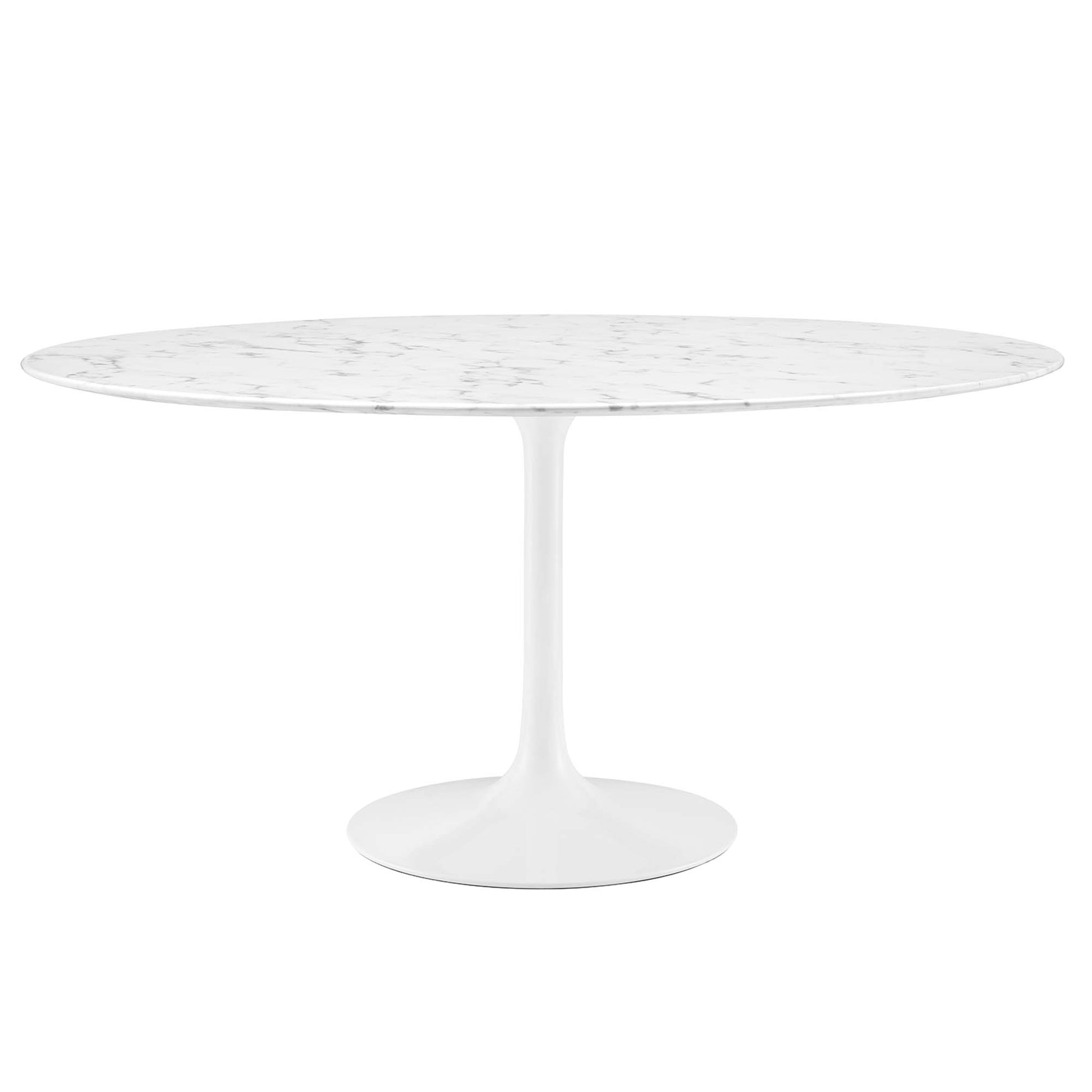 Lippa 60" Round Faux Marble Dining Table - White