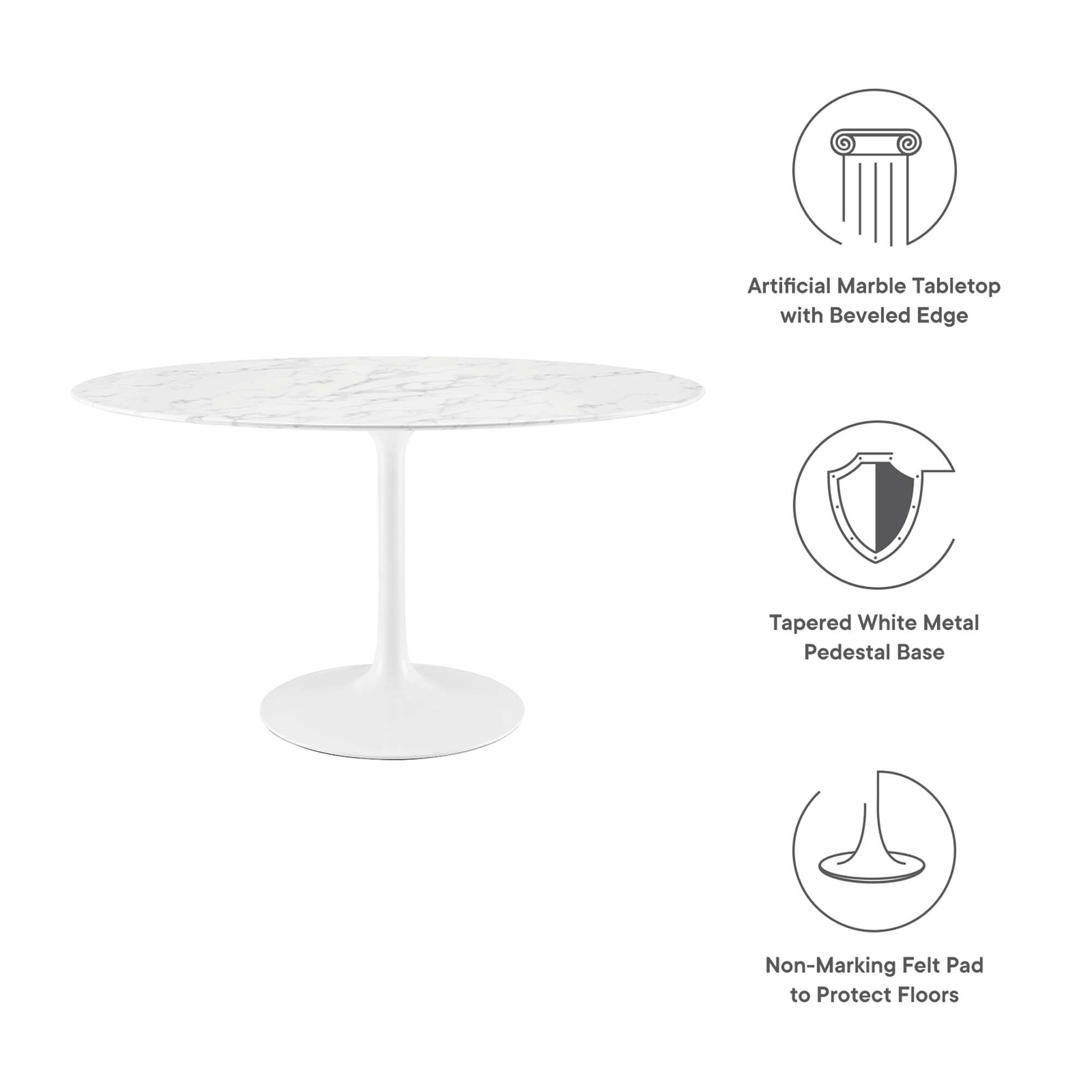 Lippa 54" Oval Faux Marble Dining Table