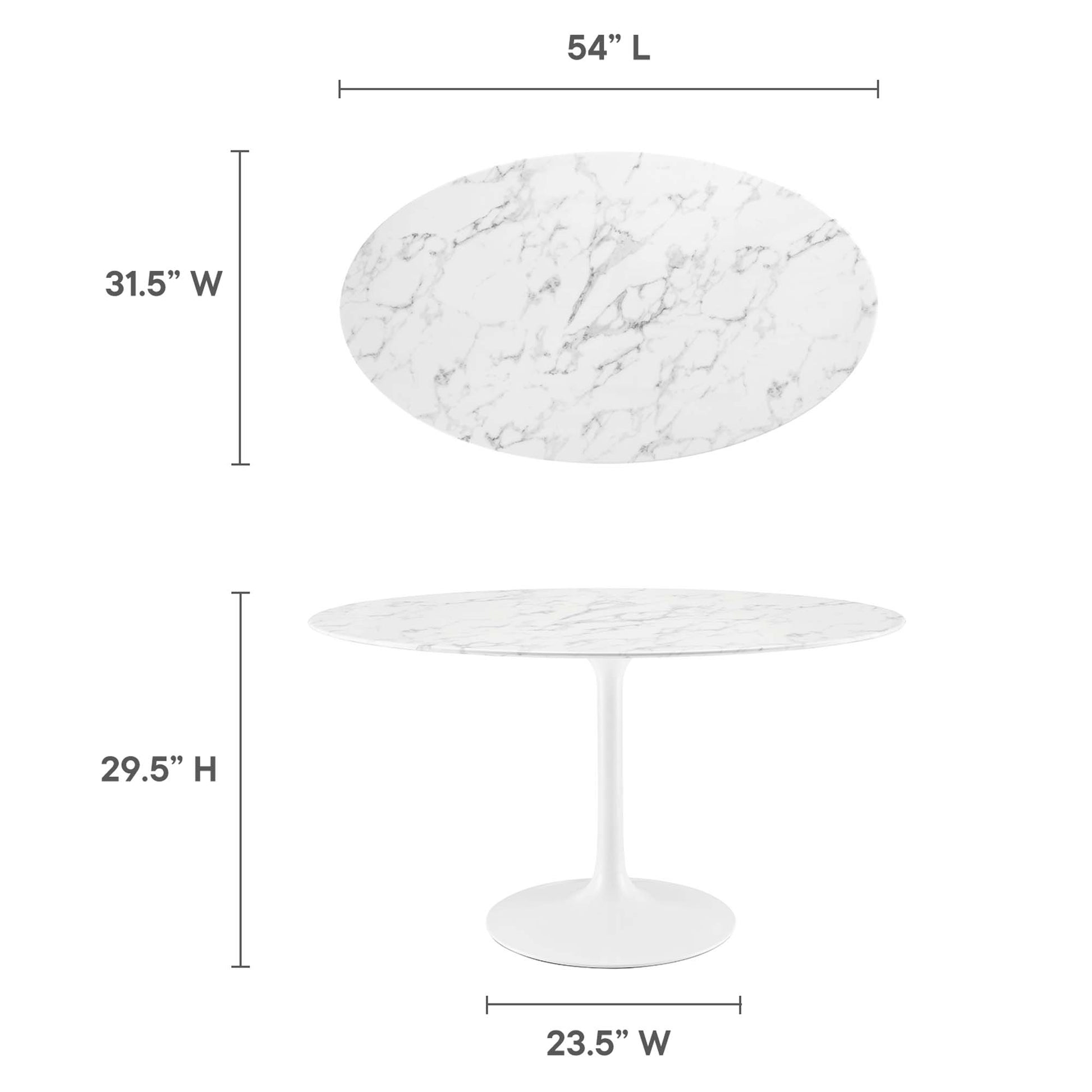 Lippa 54" Oval Faux Marble Dining Table