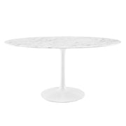 Lippa 60" Oval Faux Marble Dining Table - White
