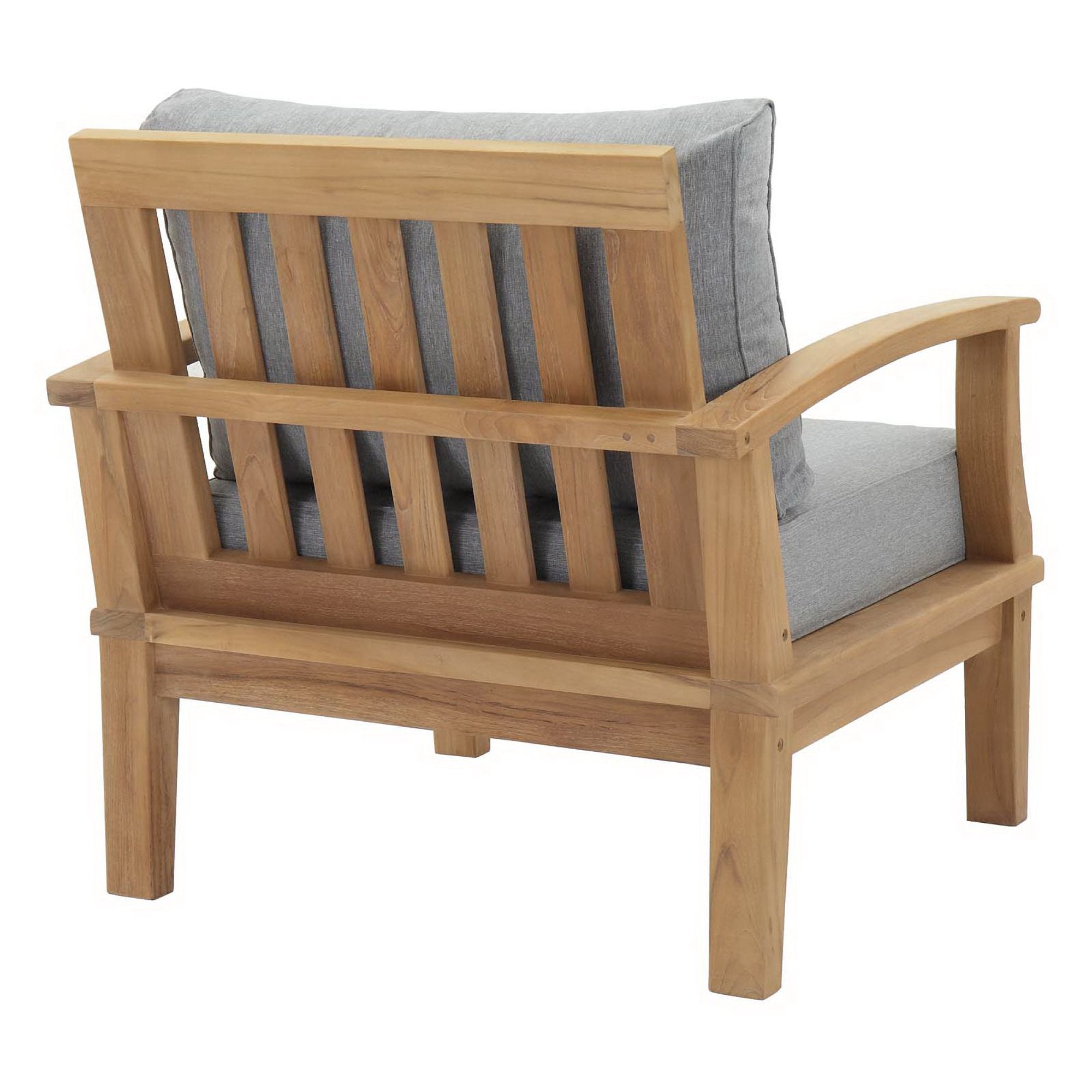 Marina Outdoor Patio Teak Armchair - Natural White