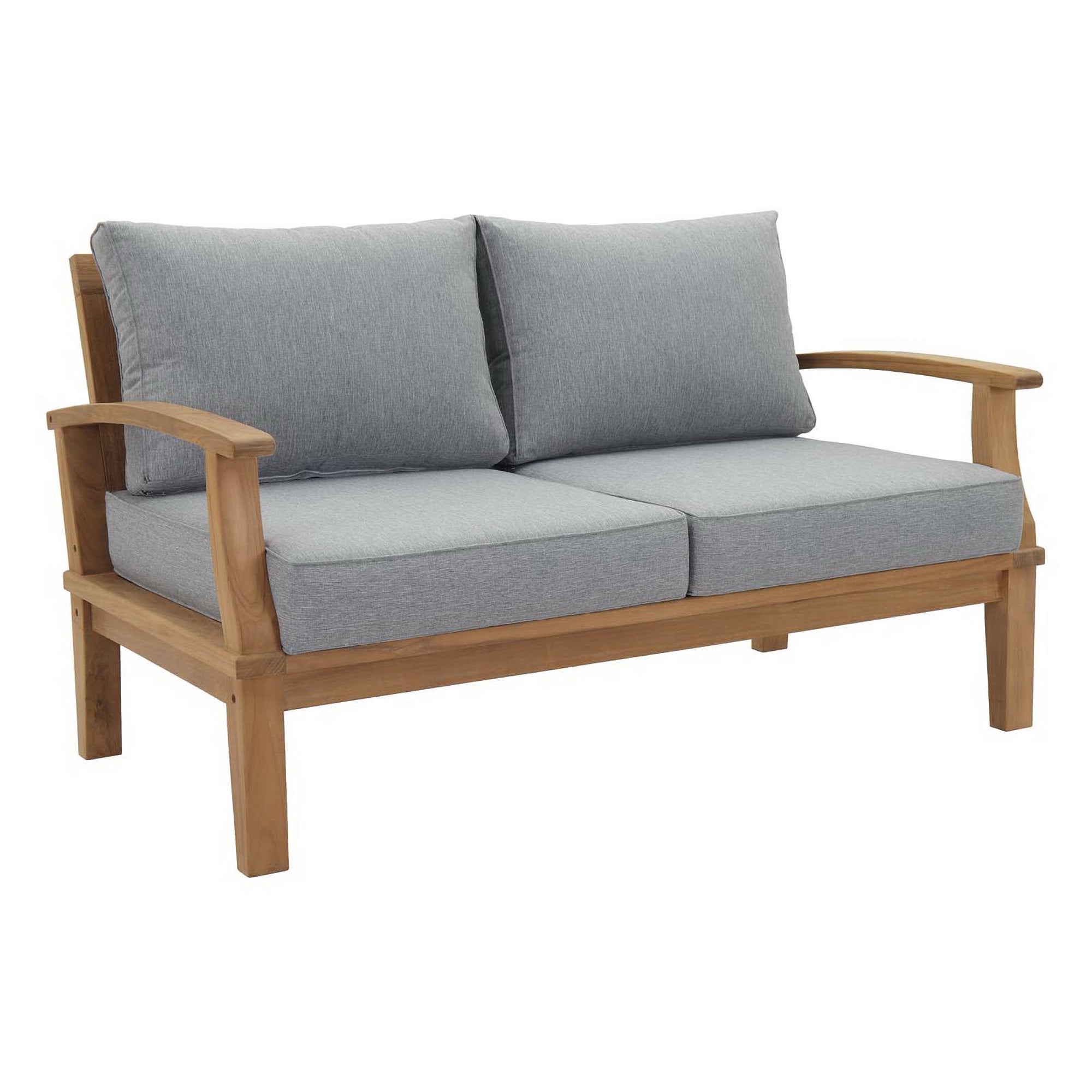 Marina Outdoor Patio Teak Loveseat - Natural Gray