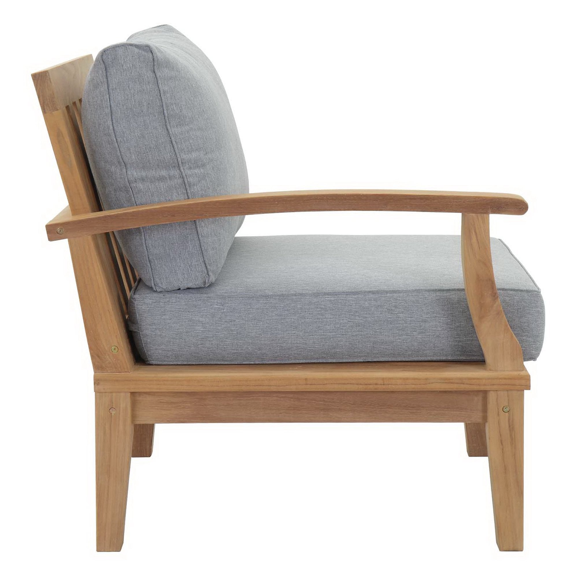 Marina Outdoor Patio Teak Left-Facing Sofa - Natural Navy