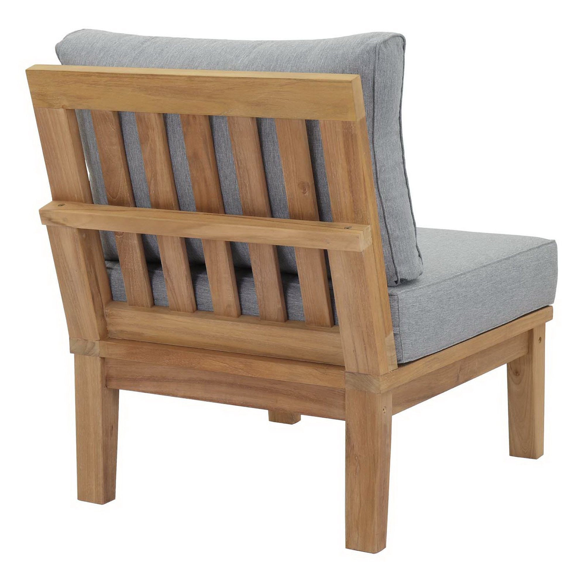 Marina Armless Outdoor Patio Teak Sofa - Natural White