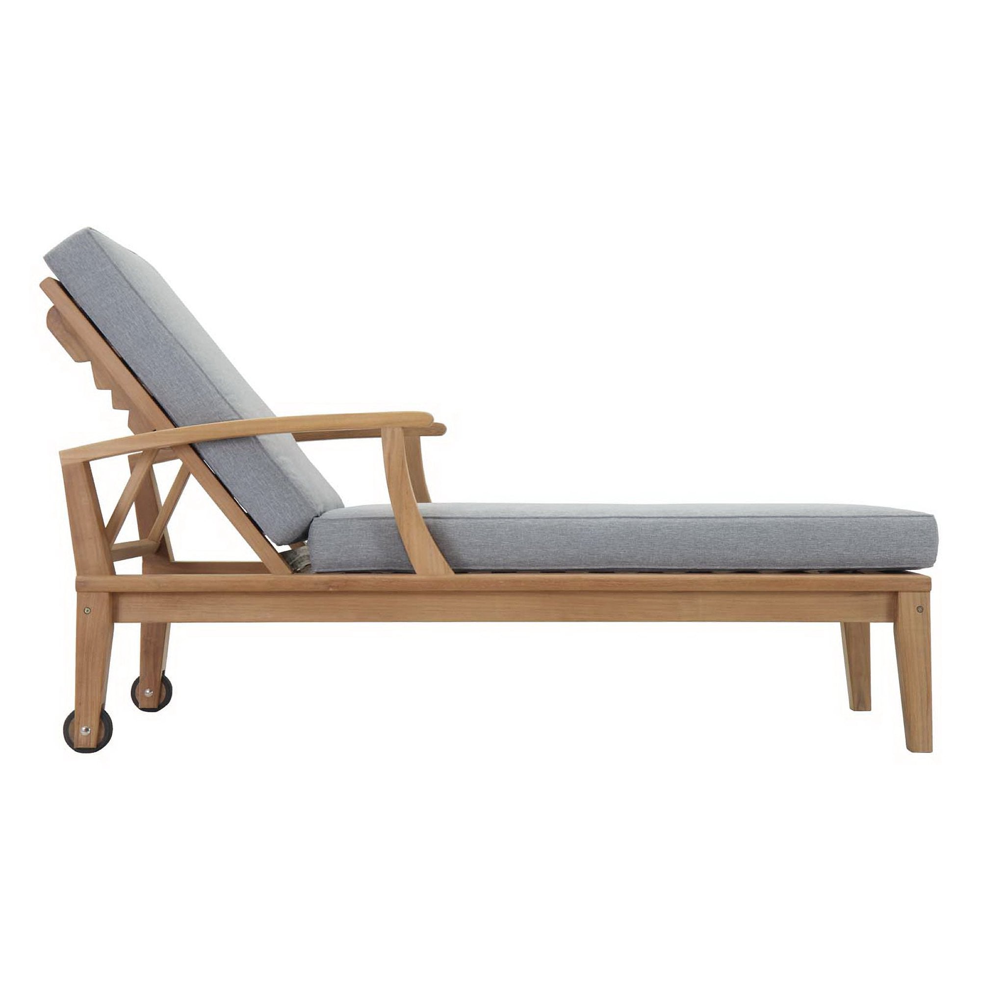 Marina Outdoor Patio Teak Single Chaise - Natural Navy